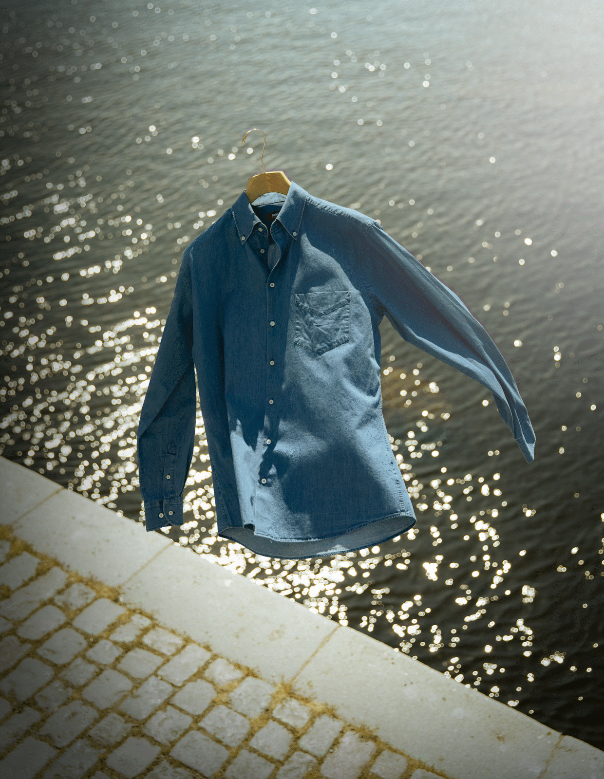 Regular Fit Skjorta Denim Blå 46