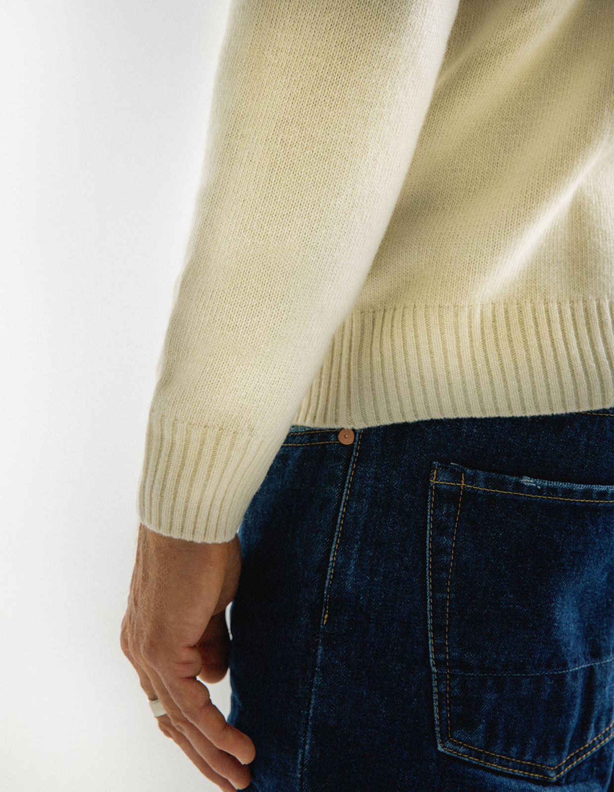 Tröja Rundhals Ull/Cashmere Benvit