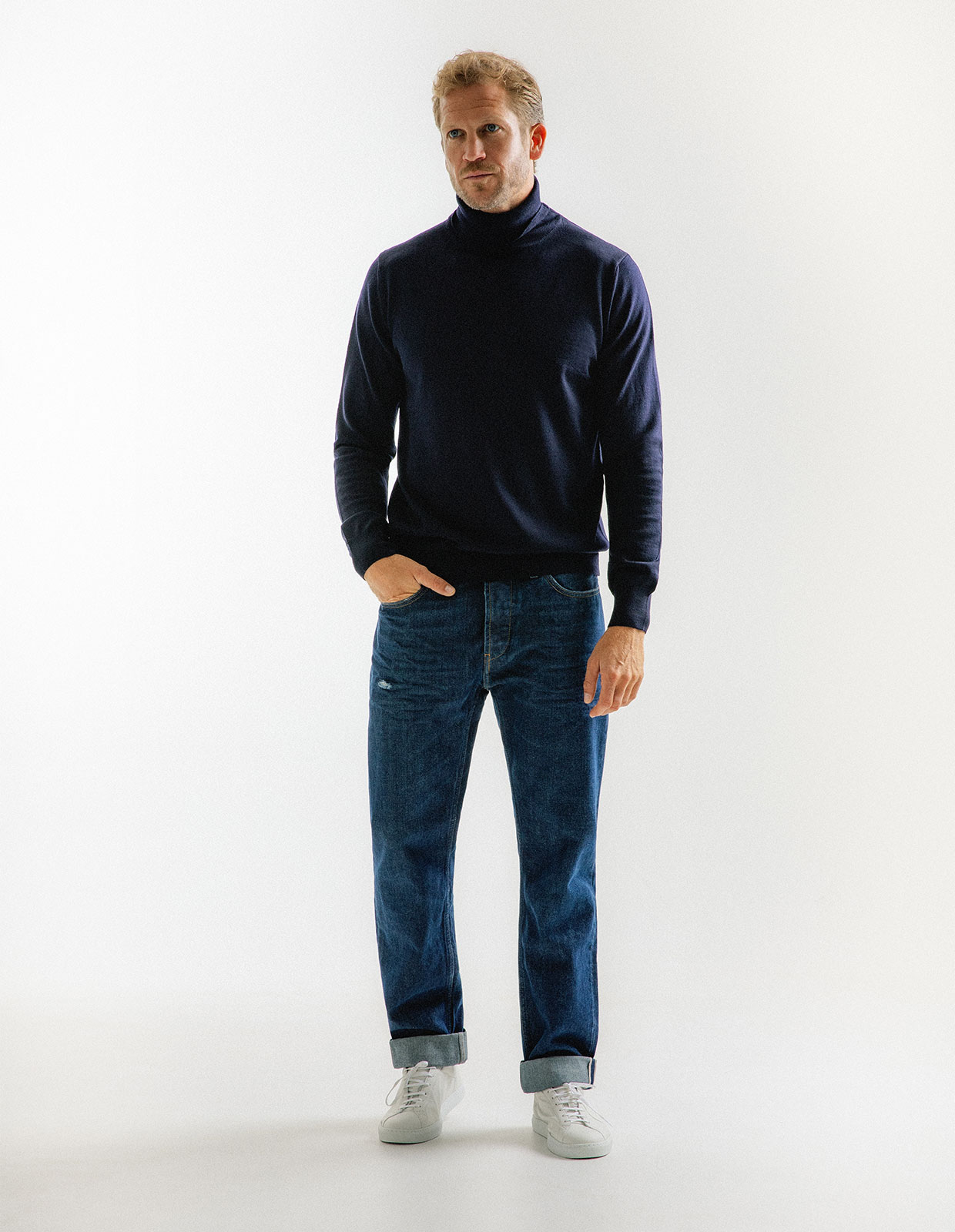 Roll Neck Merino Navy