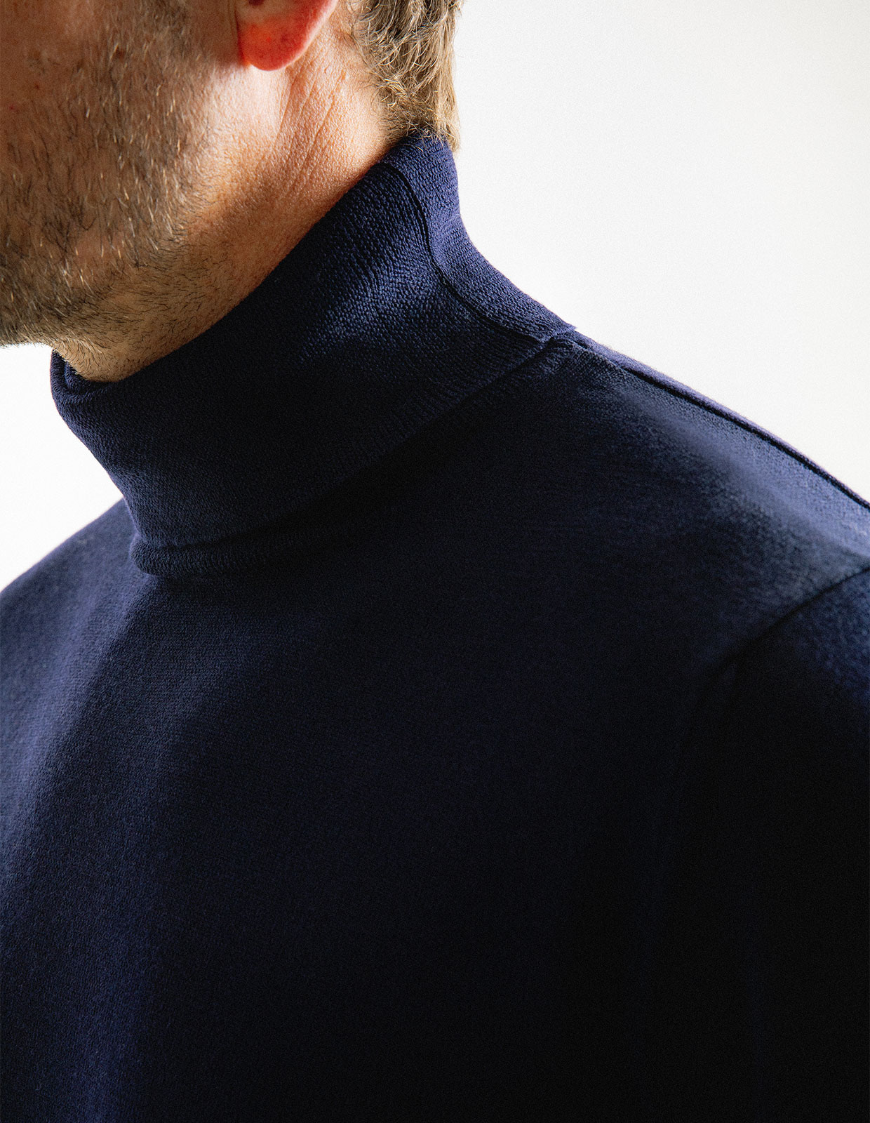 Roll Neck Merino Navy Stl 3XL