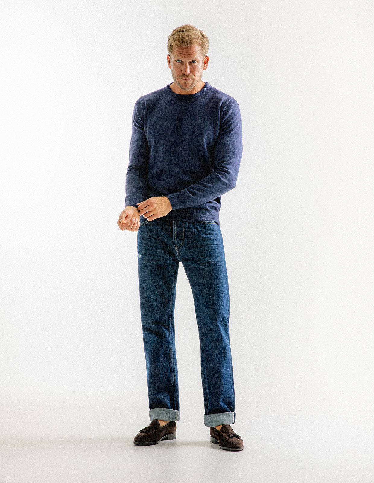 Tröja Merinoull Mörkblå