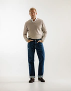 Tröja V-ringad Merinoull Beige XXL