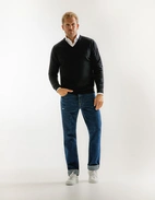 Tröja V-ringad Merinoull Svart S