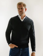 Tröja V-ringad Merinoull Svart S