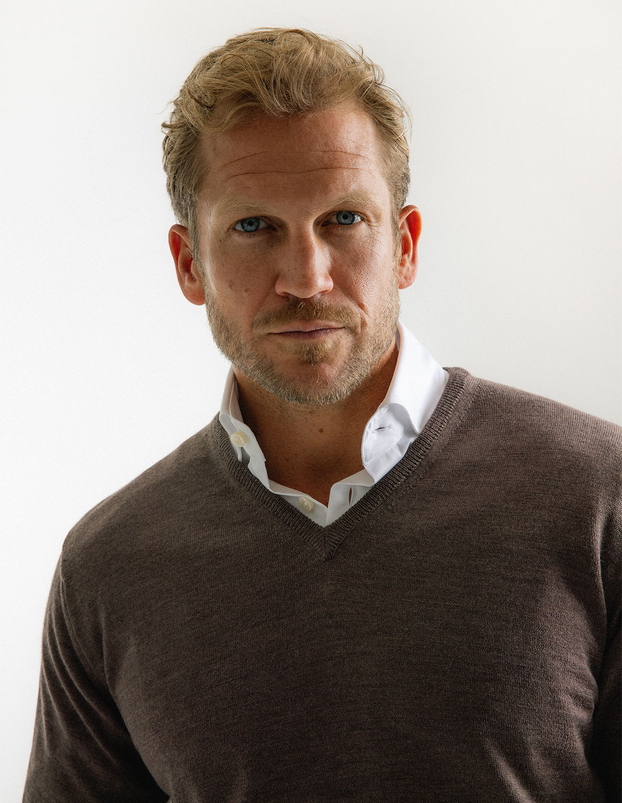 Tröja V-ringad Merinoull Ljusbrun