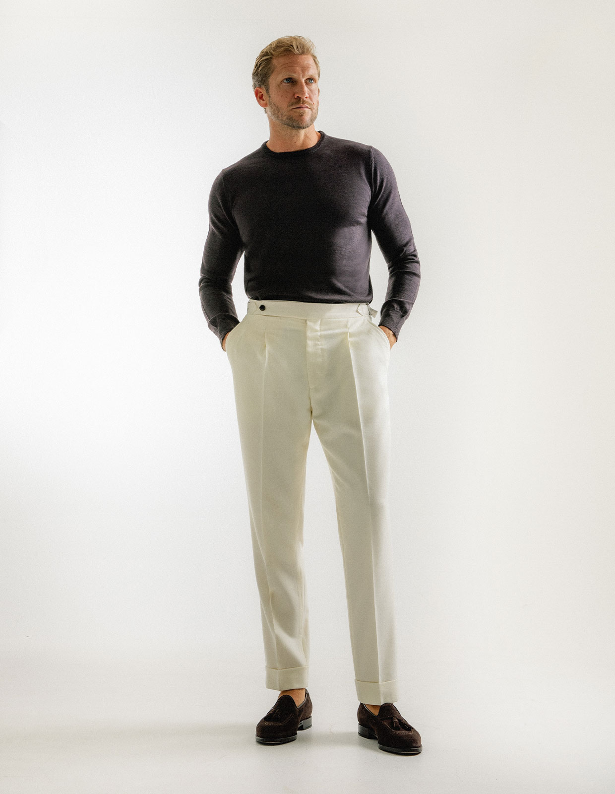 Tröja Merinoull Brun