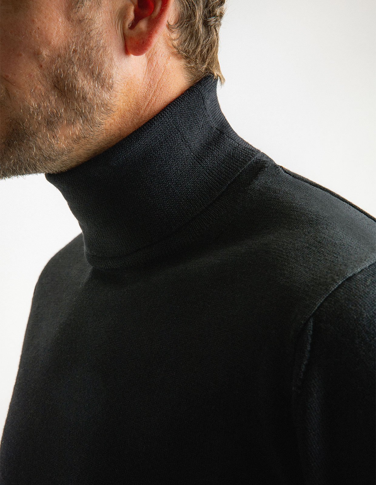 Roll Neck Merino Black