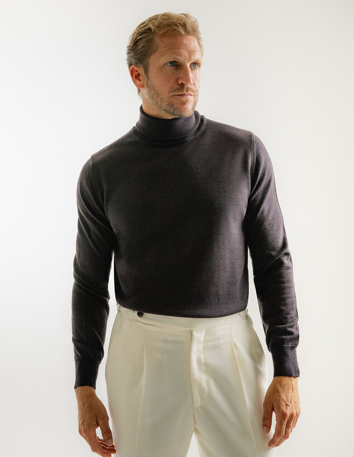 Roll Neck Merino Coffe
