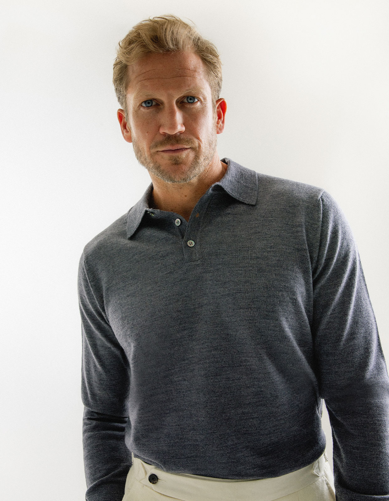 Poloshirt Merino Grå Stl S