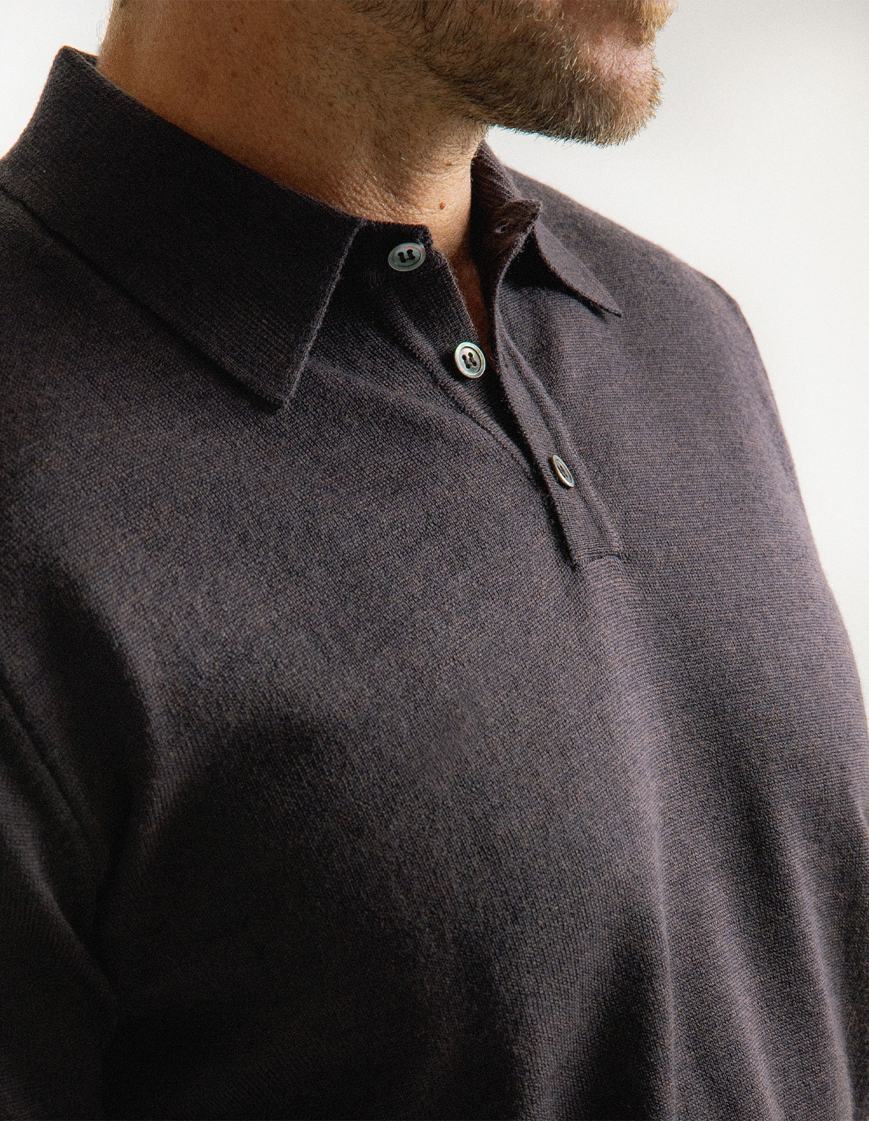 Poloshirt Merino Brun