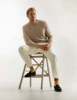 Tröja Rundhals Ull/Cashmere Beige L