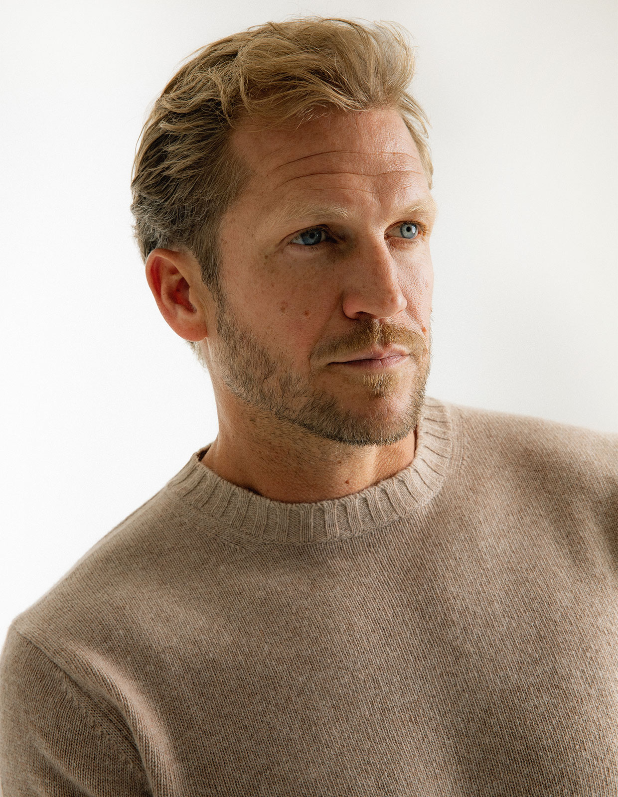 Tröja Rundhals Ull/Cashmere Beige L