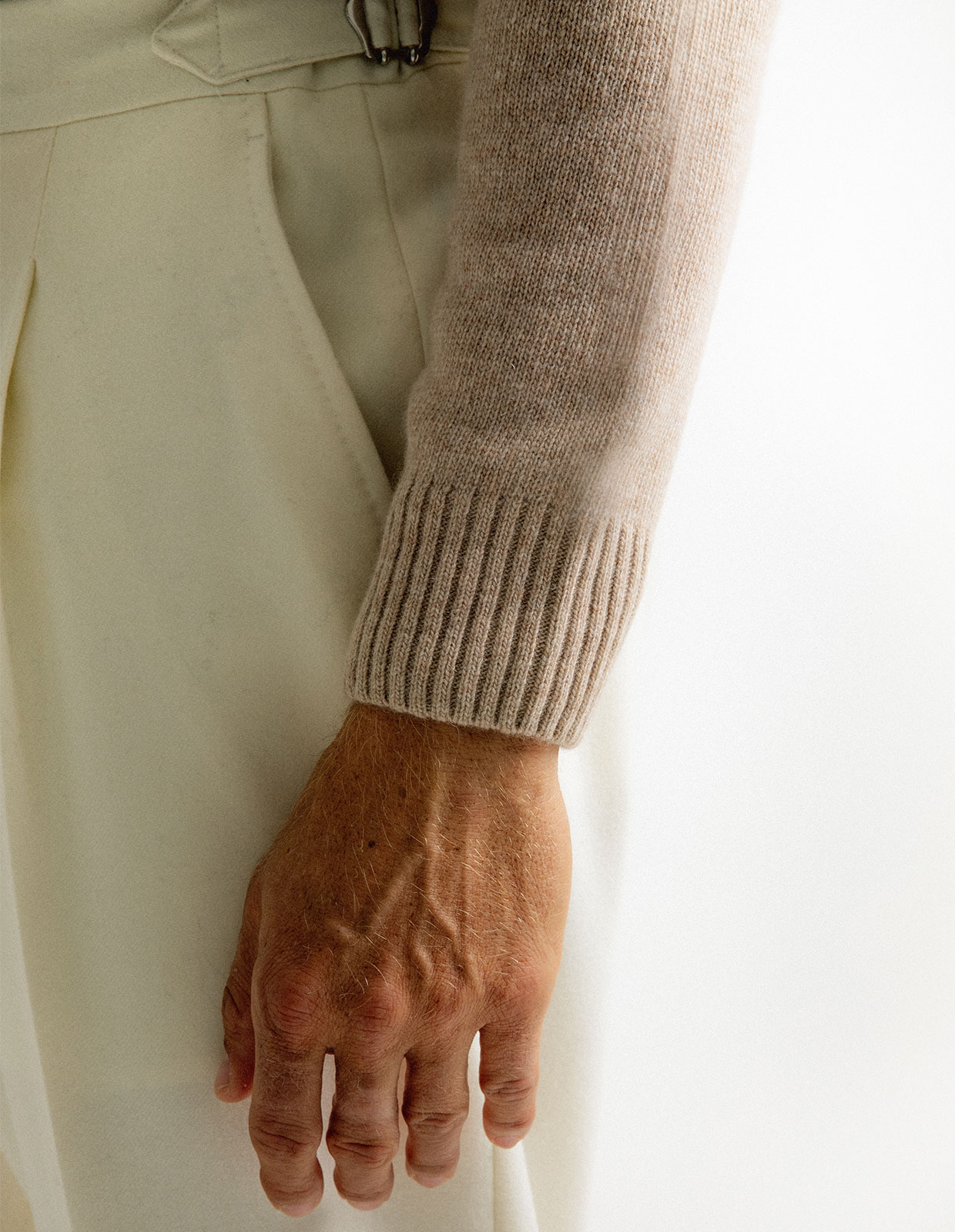 Tröja Rundhals Ull/Cashmere Beige L