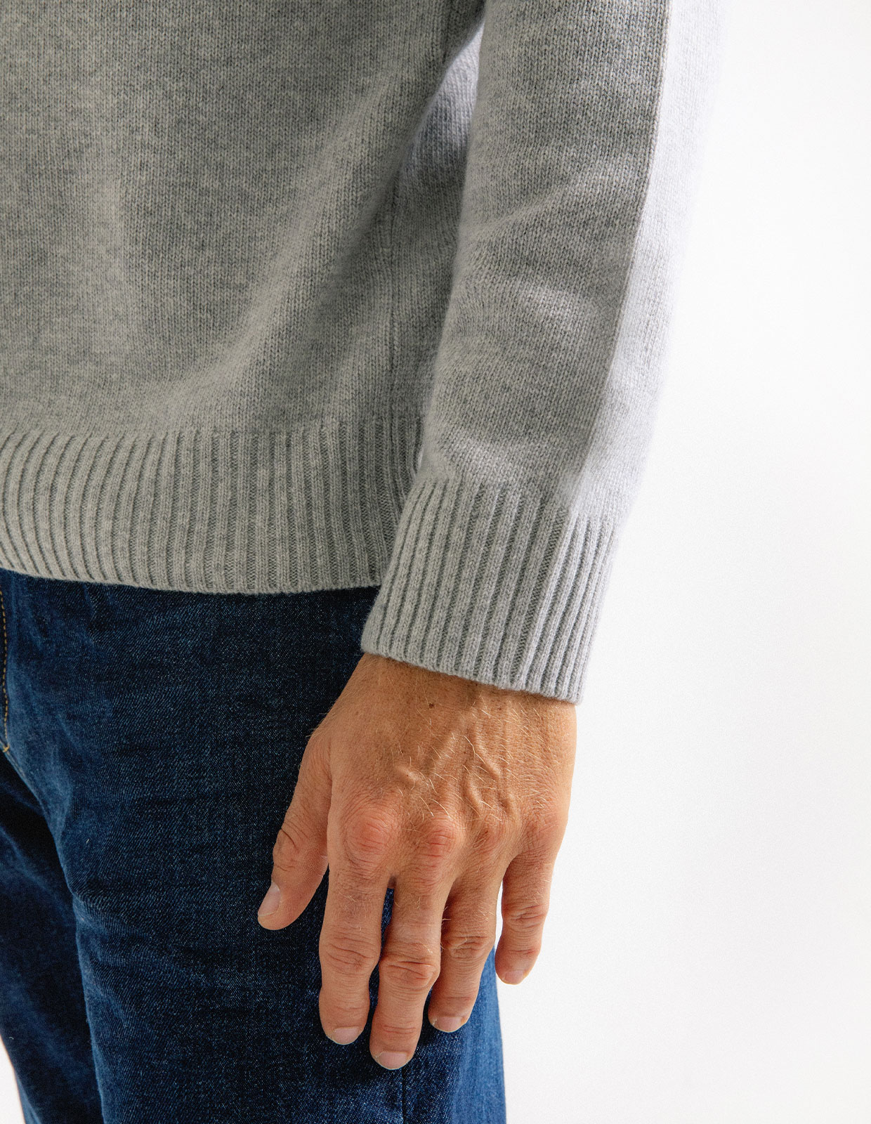 Tröja Rundhals Ull/Cashmere Ljusgrå XXL