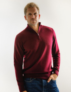 Half Zip Tröja Merinoull Vinröd Stl S