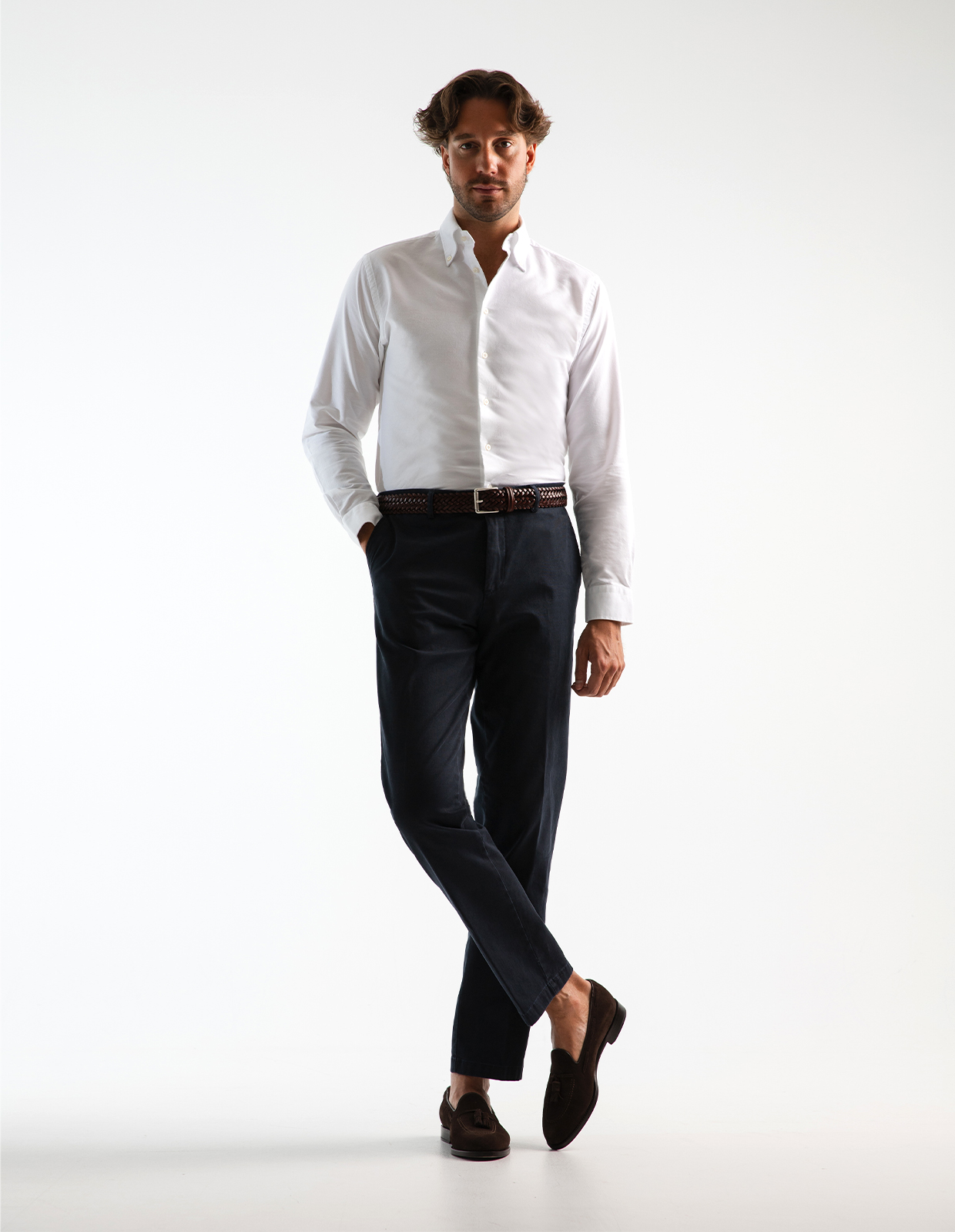 Slim Fit Oxford Skjorta Vit Stl 40