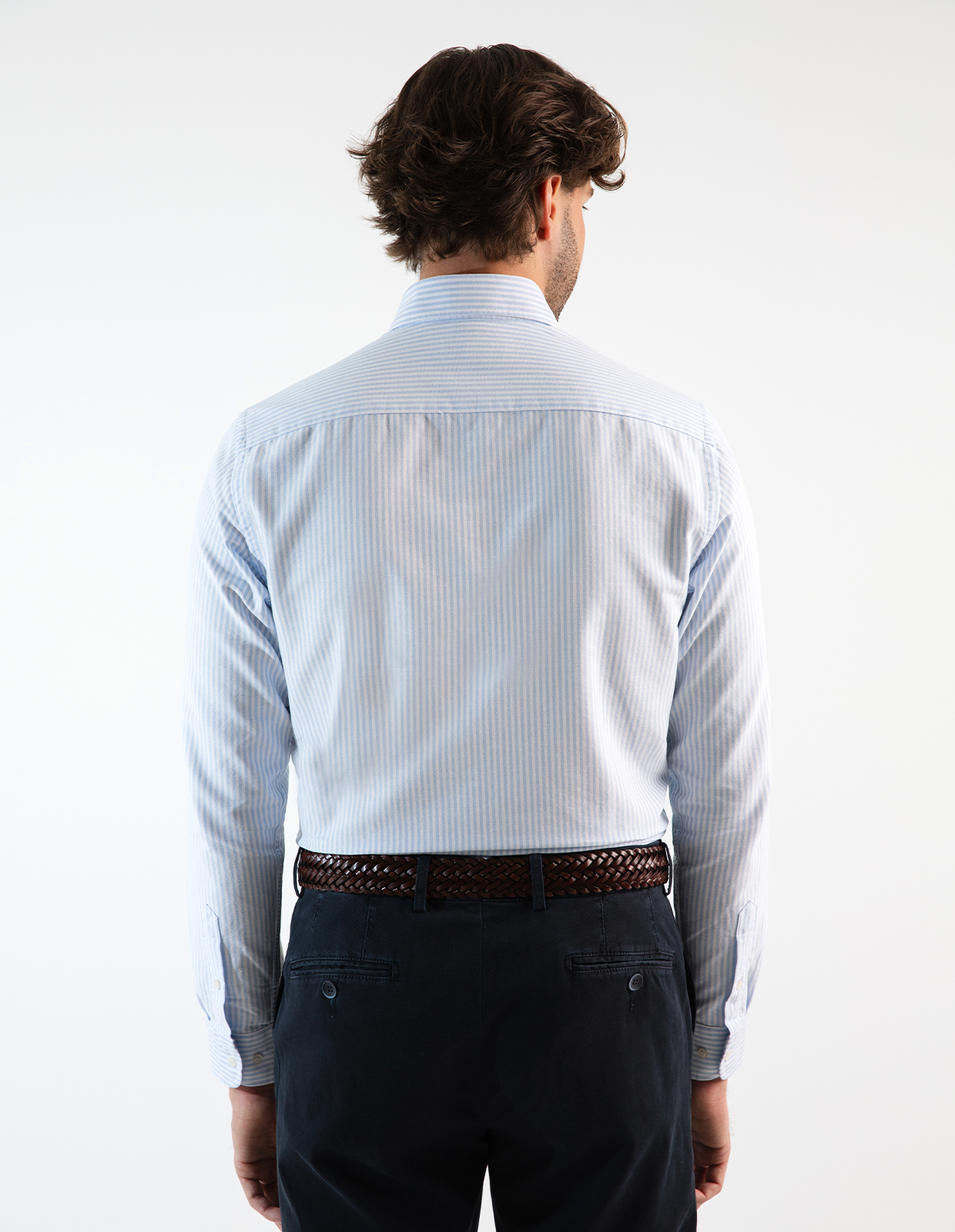 Slim Fit Oxford Skjorta Blå/Vit Randig