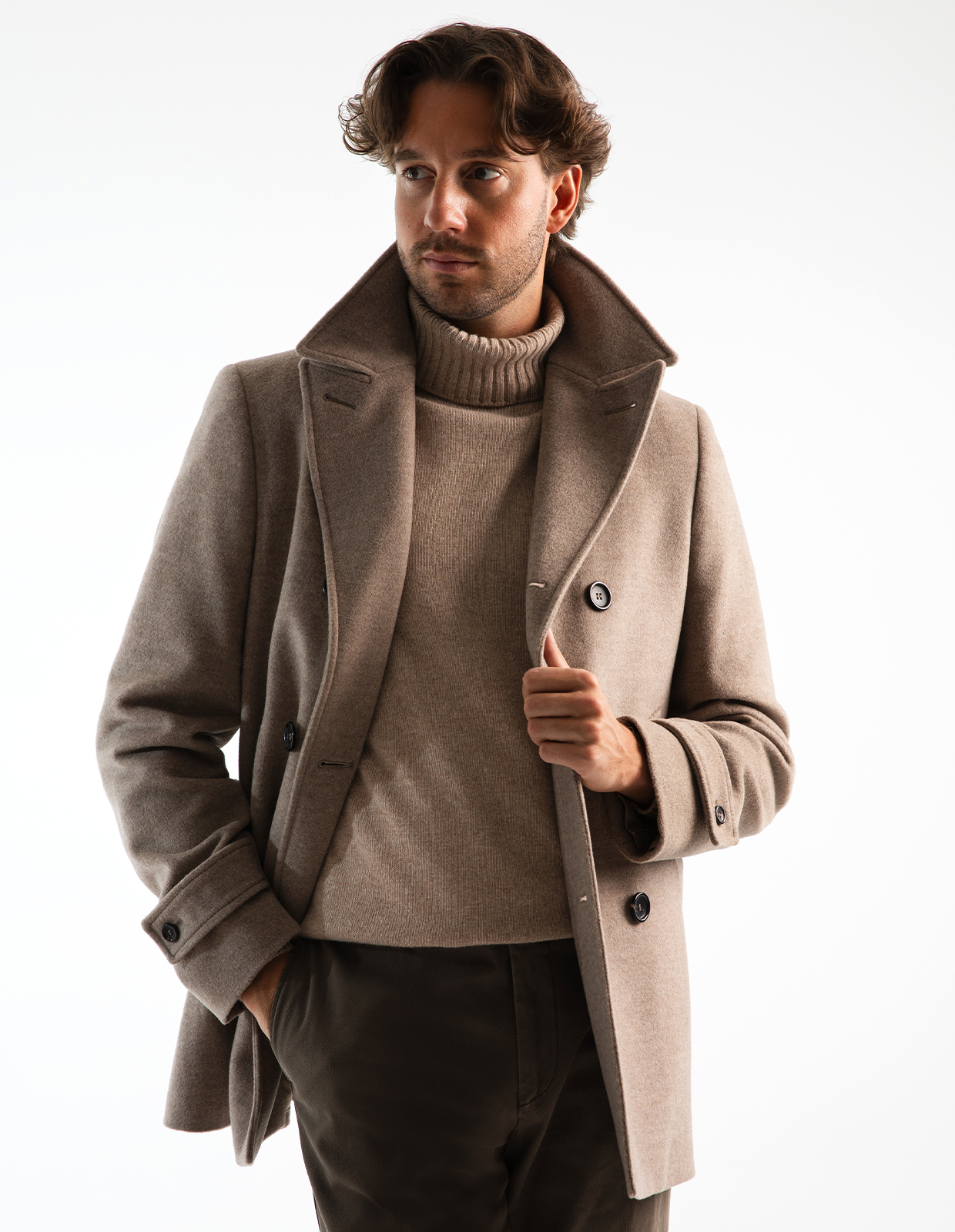 Skepparkavaj Ull/Cashmere Beige