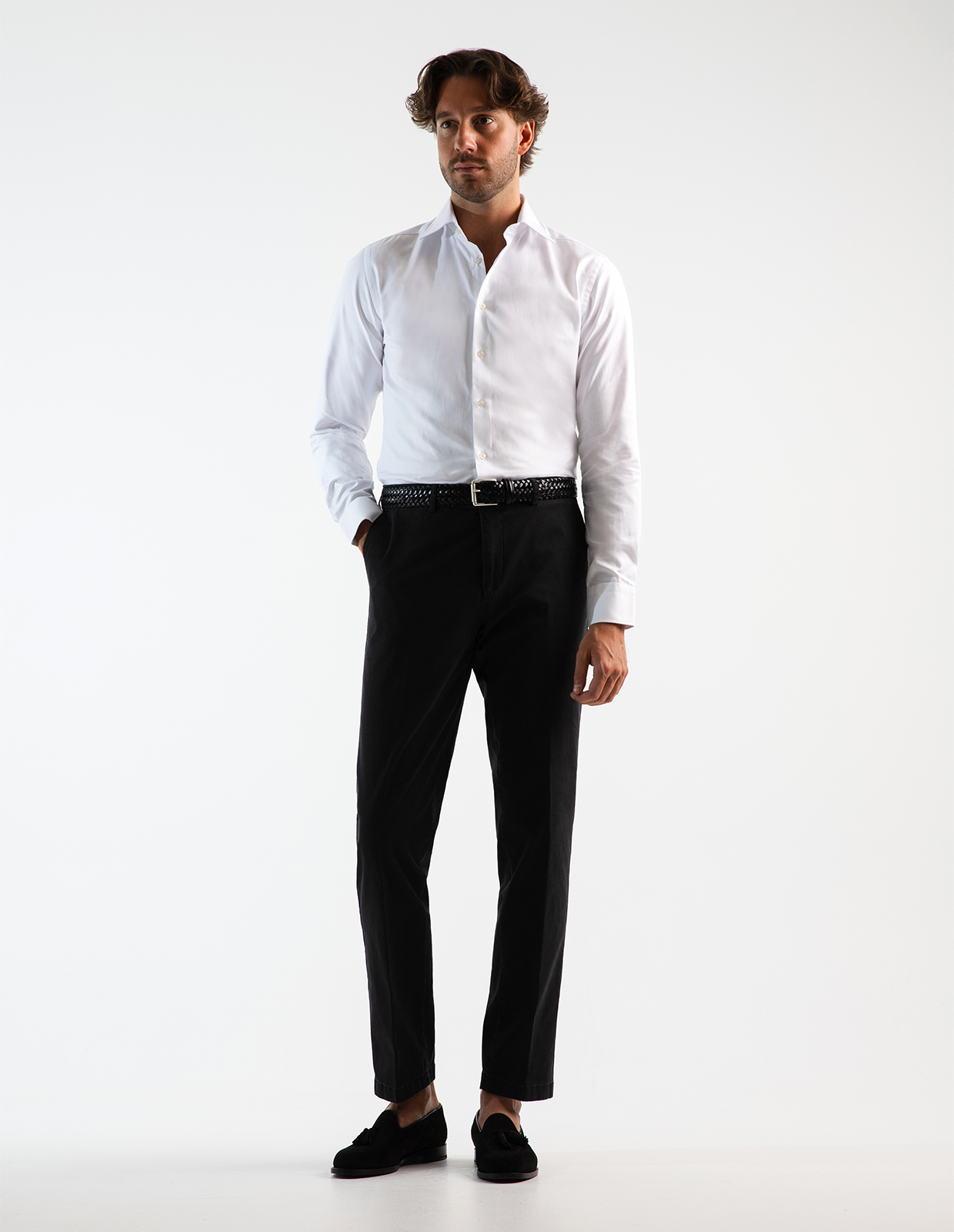Slim Fit Skjorta Pinpoint Oxford Vit