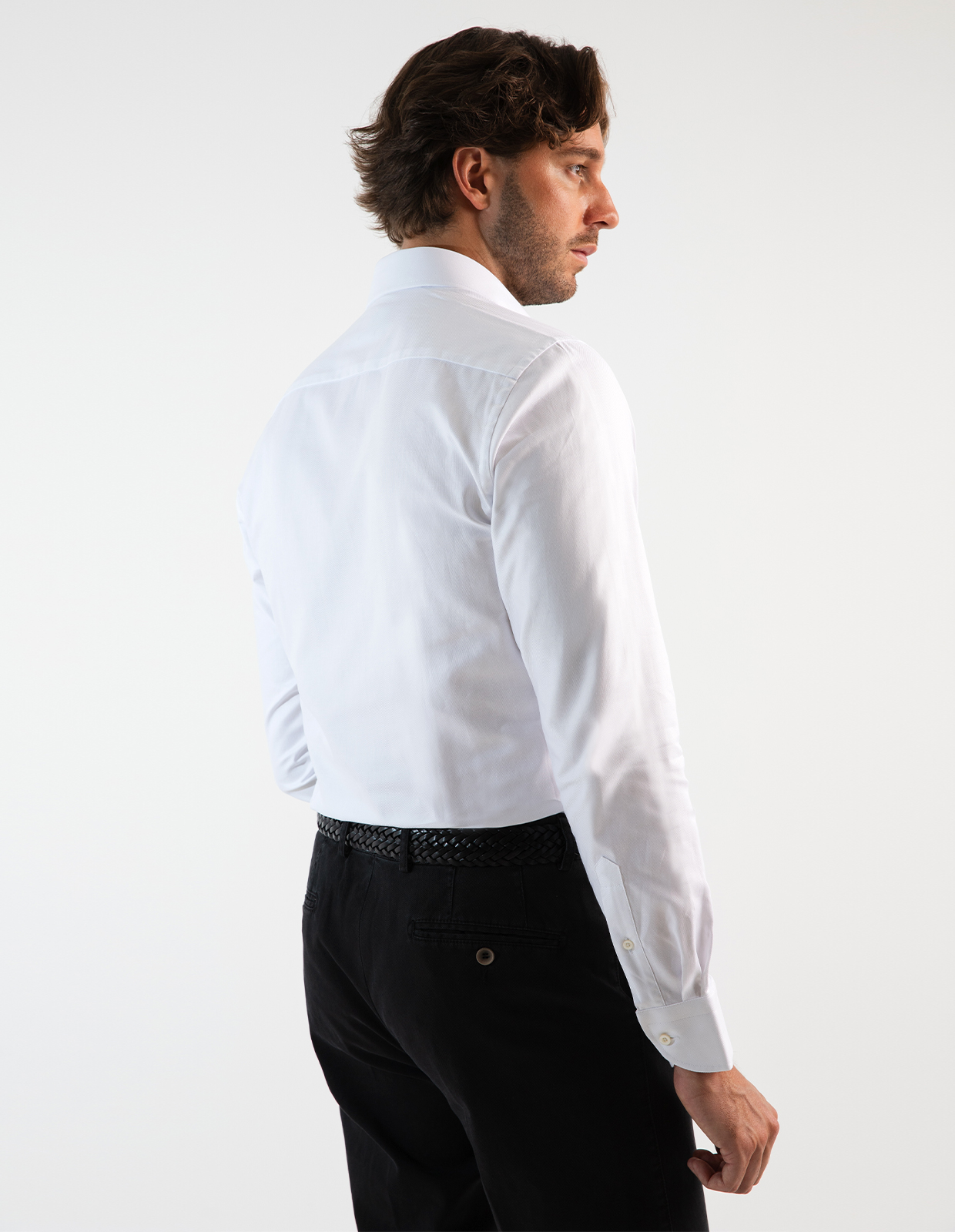 Slim Fit Skjorta Pinpoint Oxford Vit