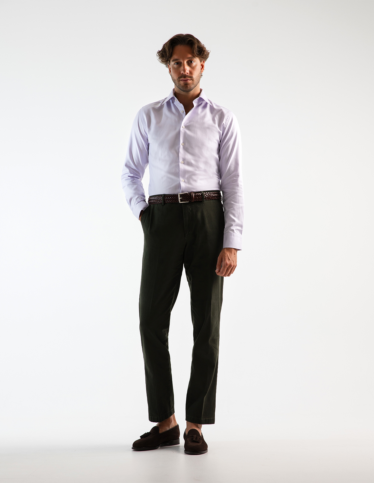 Slim Fit Skjorta Pinpoint Oxford Ljuslila