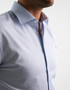 Slim Fit Skjorta Bomull Vit/Ljusblå