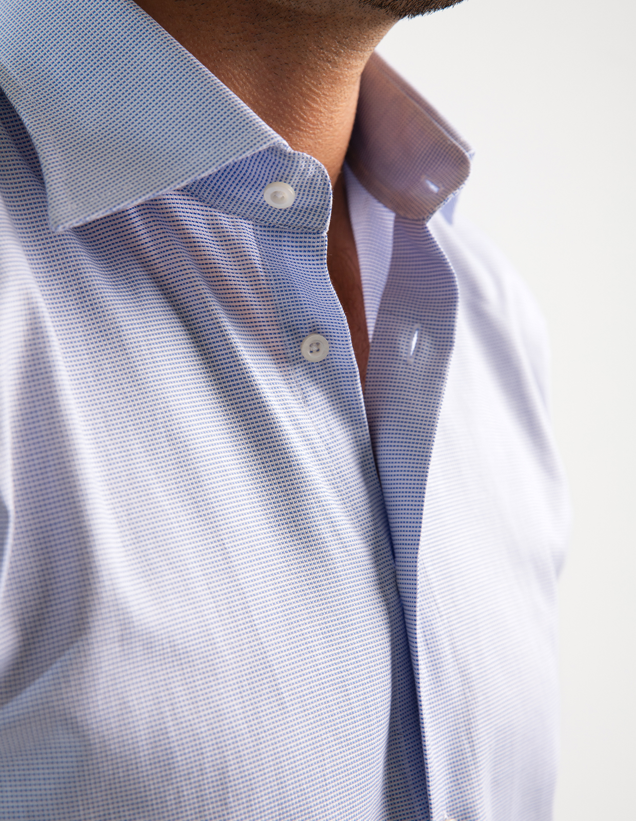 Slim Fit Skjorta Texturmönster Ljusblå Stl 39