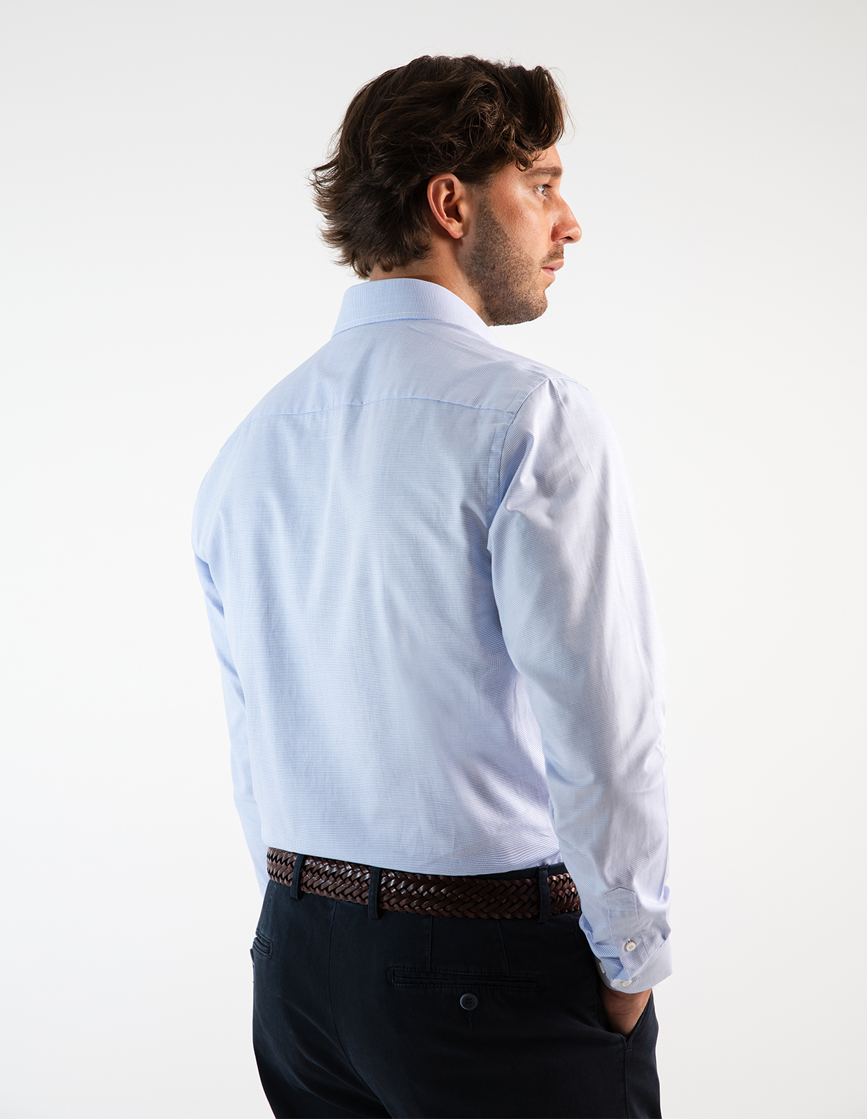 Slim Fit Skjorta Texturmönster Ljusblå Stl 39