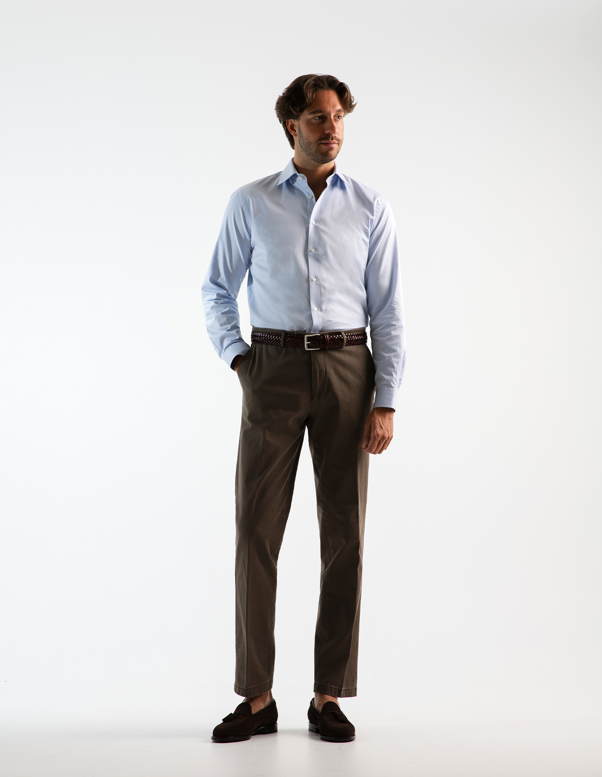 Slim Fit Skjorta Bomull Light Blue