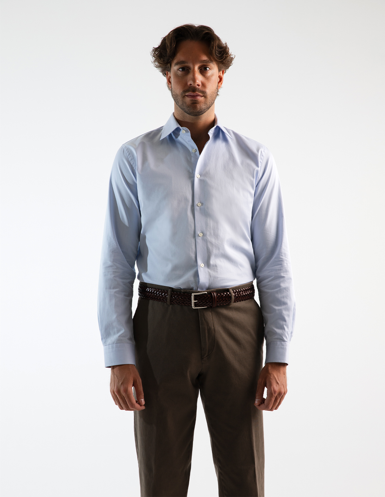 Slim Fit Skjorta Bomull Light Blue