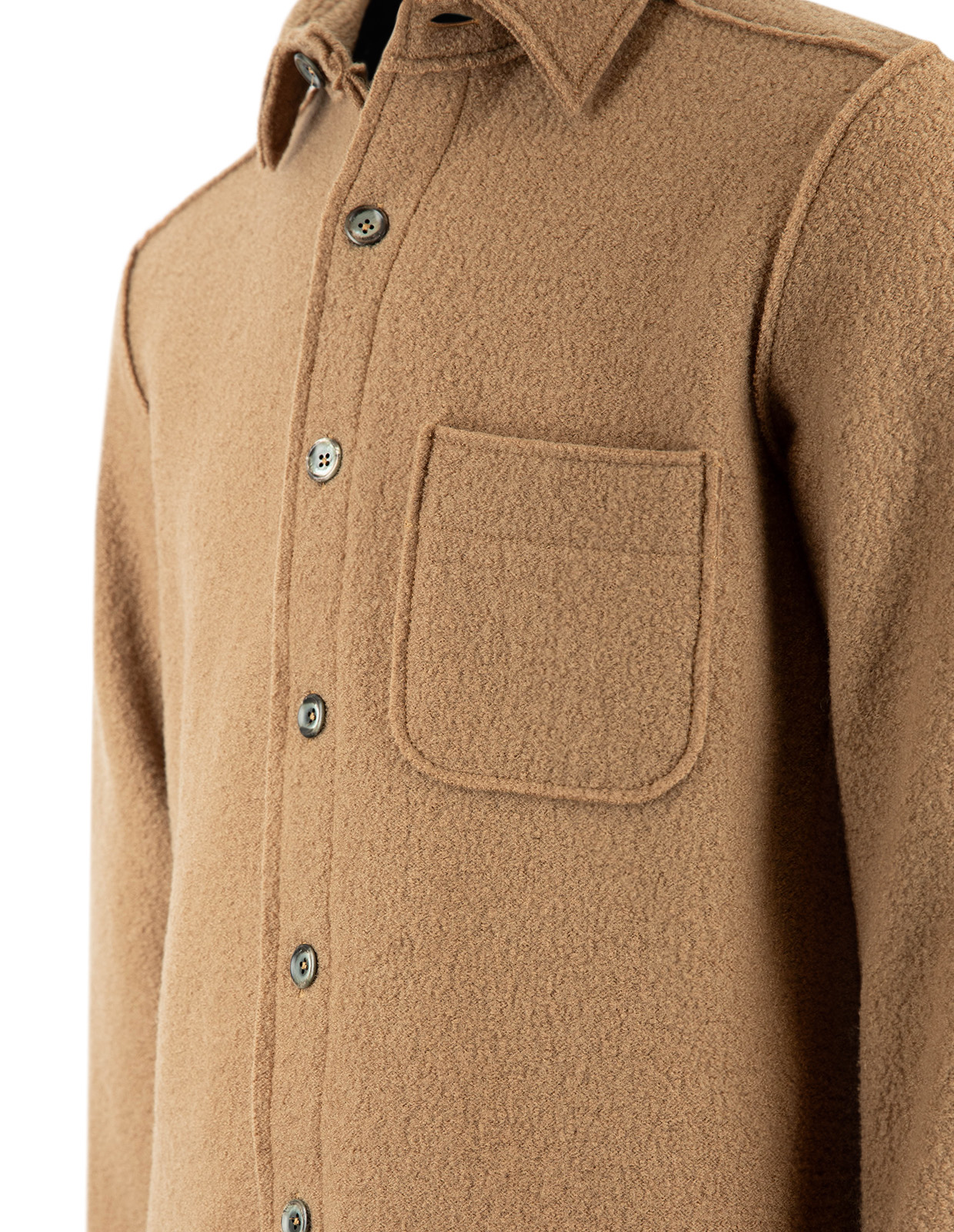 Overshirt Jersey Kokt Ull Mörkbeige