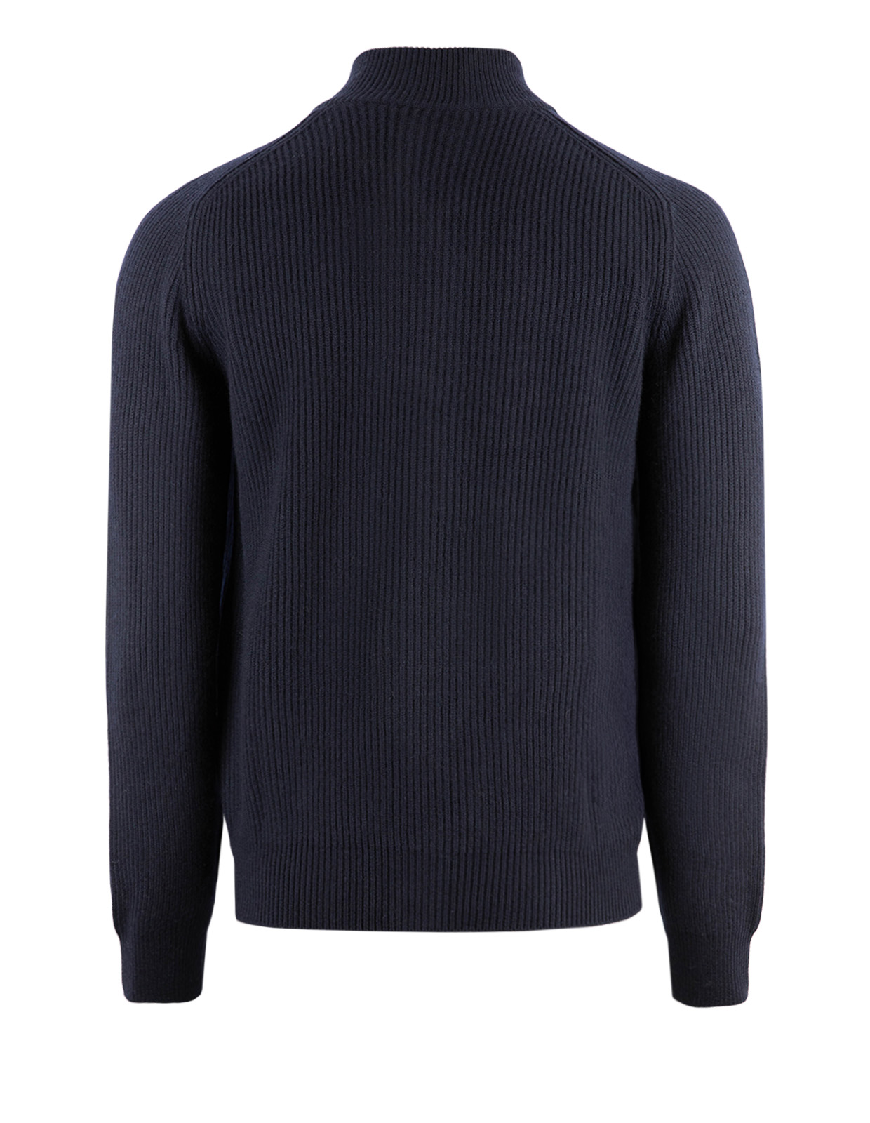 Tröja Zip Ribbstickad Ull Cashmere Navy
