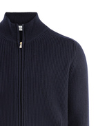 Tröja Zip Ribbstickad Ull Cashmere Navy