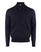Zip-Cardigan Merinoull Marinblå Stl 3XL