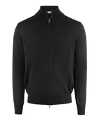 Zip-Cardigan Merinoull Svart Stl XXL