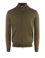 Zip-Cardigan Merinoull Olivgrön