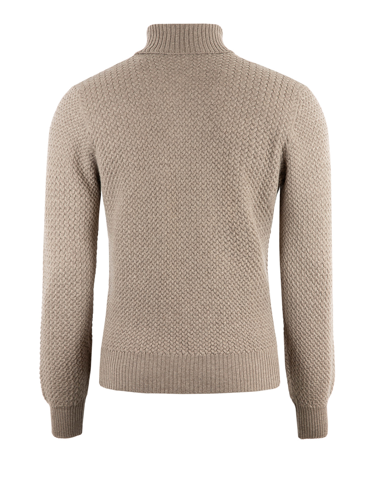 Polotröja Merinoull Kabelstickad Gråbeige