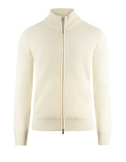 Tröja Zip Ribbstickad ull Cashmere Vit Stl 48
