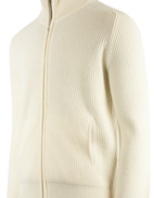 Tröja Zip Ribbstickad ull Cashmere Vit Stl 48