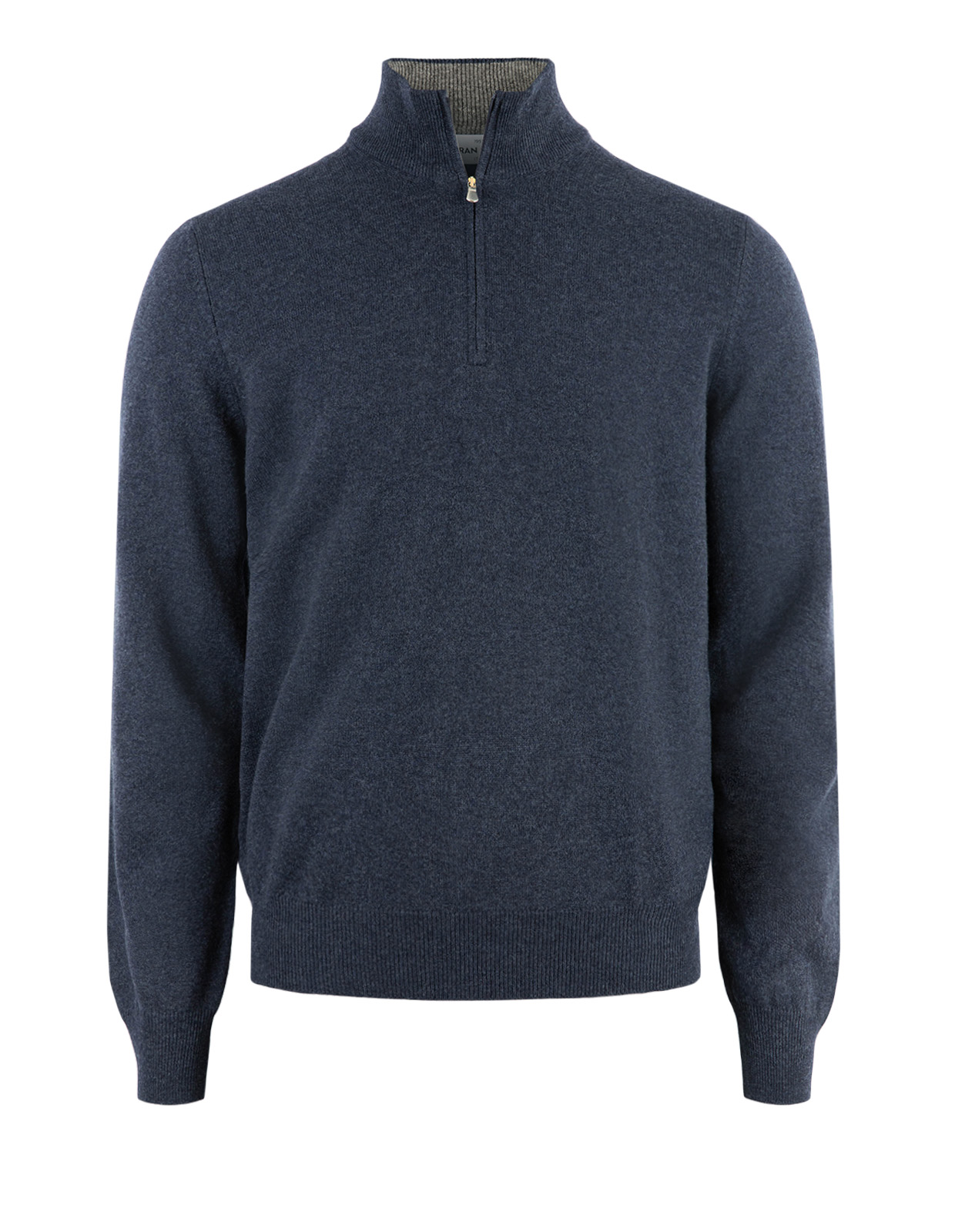 Tröja Zip Ull Cashmere Blå Melerad