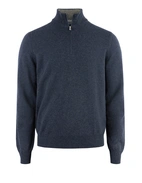 Tröja Zip Ull Cashmere Blå Melerad