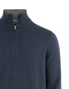 Tröja Zip Ull Cashmere Blå Melerad 54