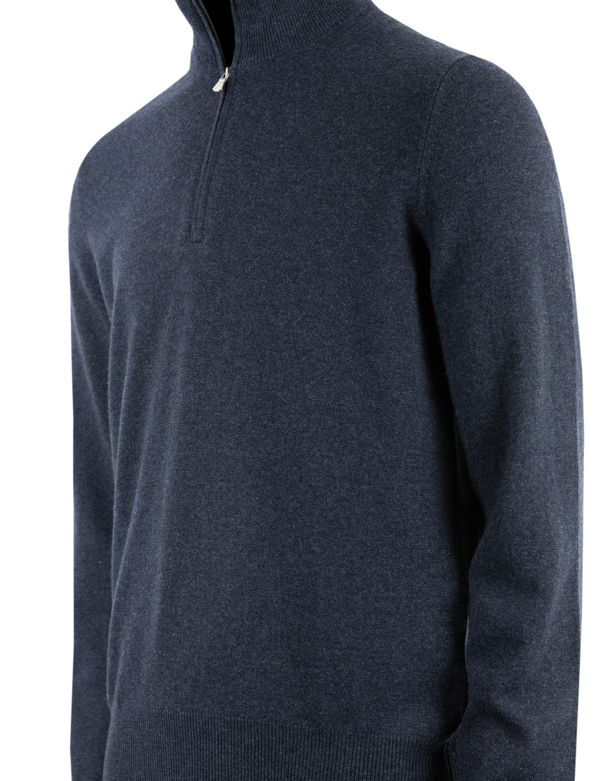 Tröja Zip Ull Cashmere Blå Melerad