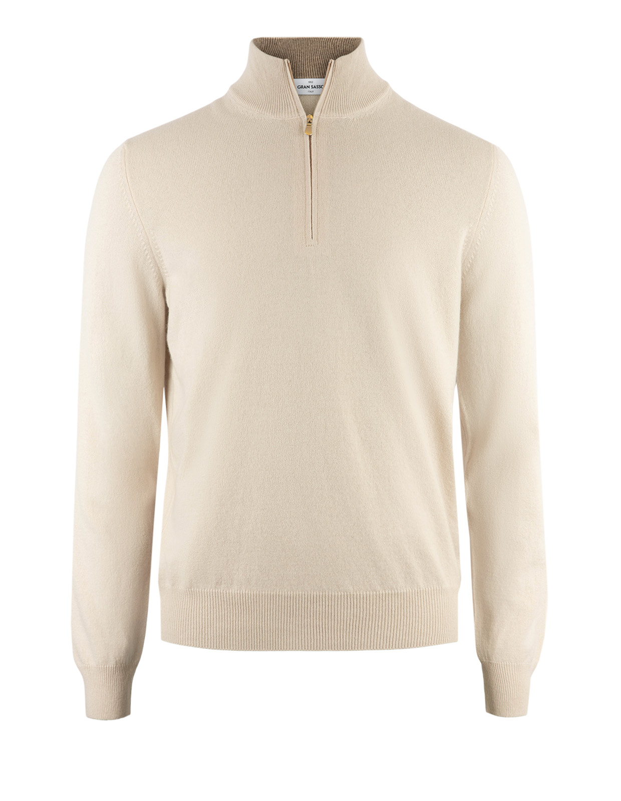 Tröja Zip Ull Cashmere Ljusbeige
