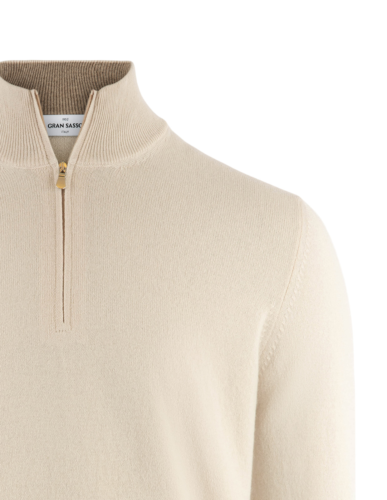 Tröja Zip Ull Cashmere Ljusbeige 48