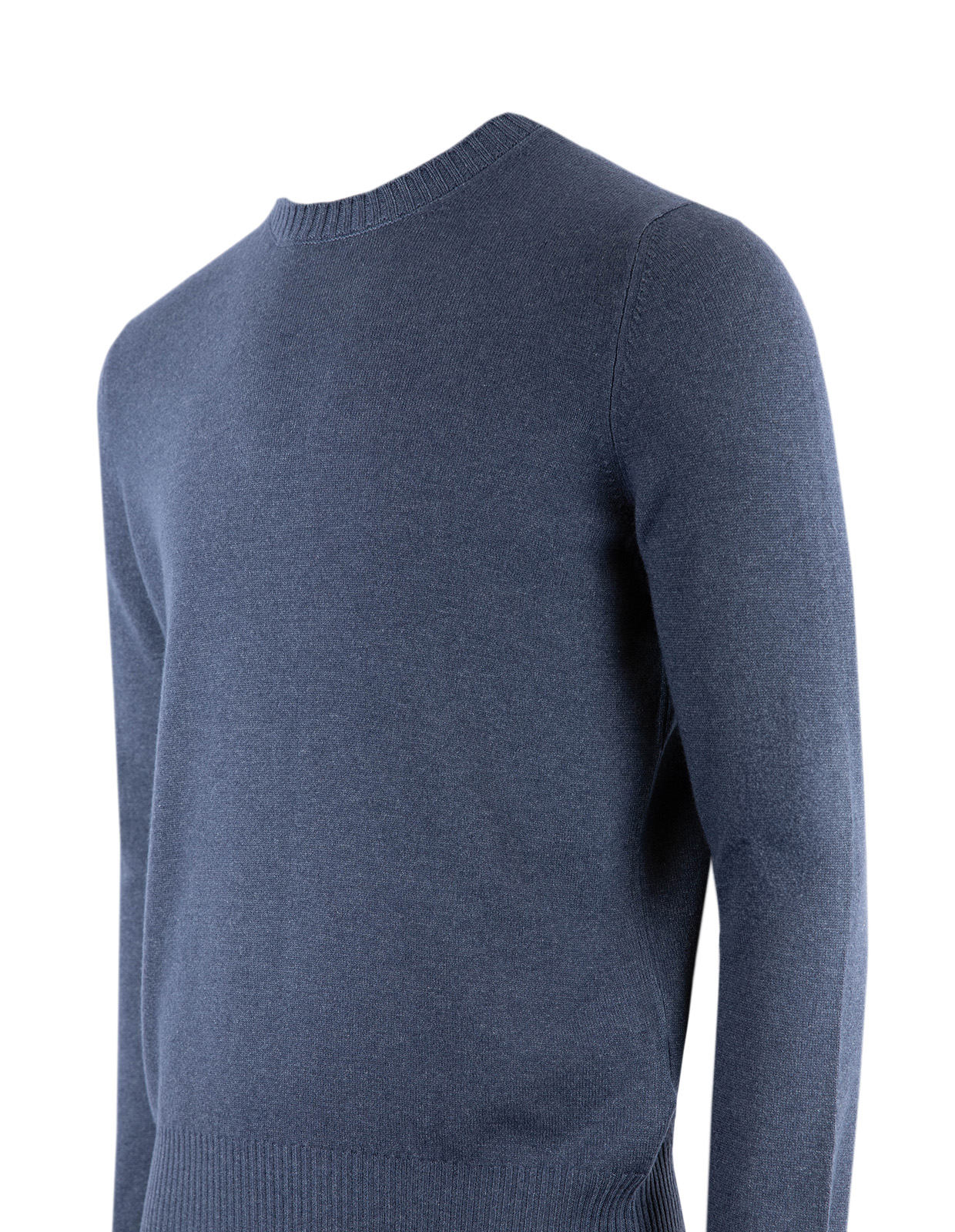 Tröja Rundhals Ull Cashmere Vintage Navy Melerad 48