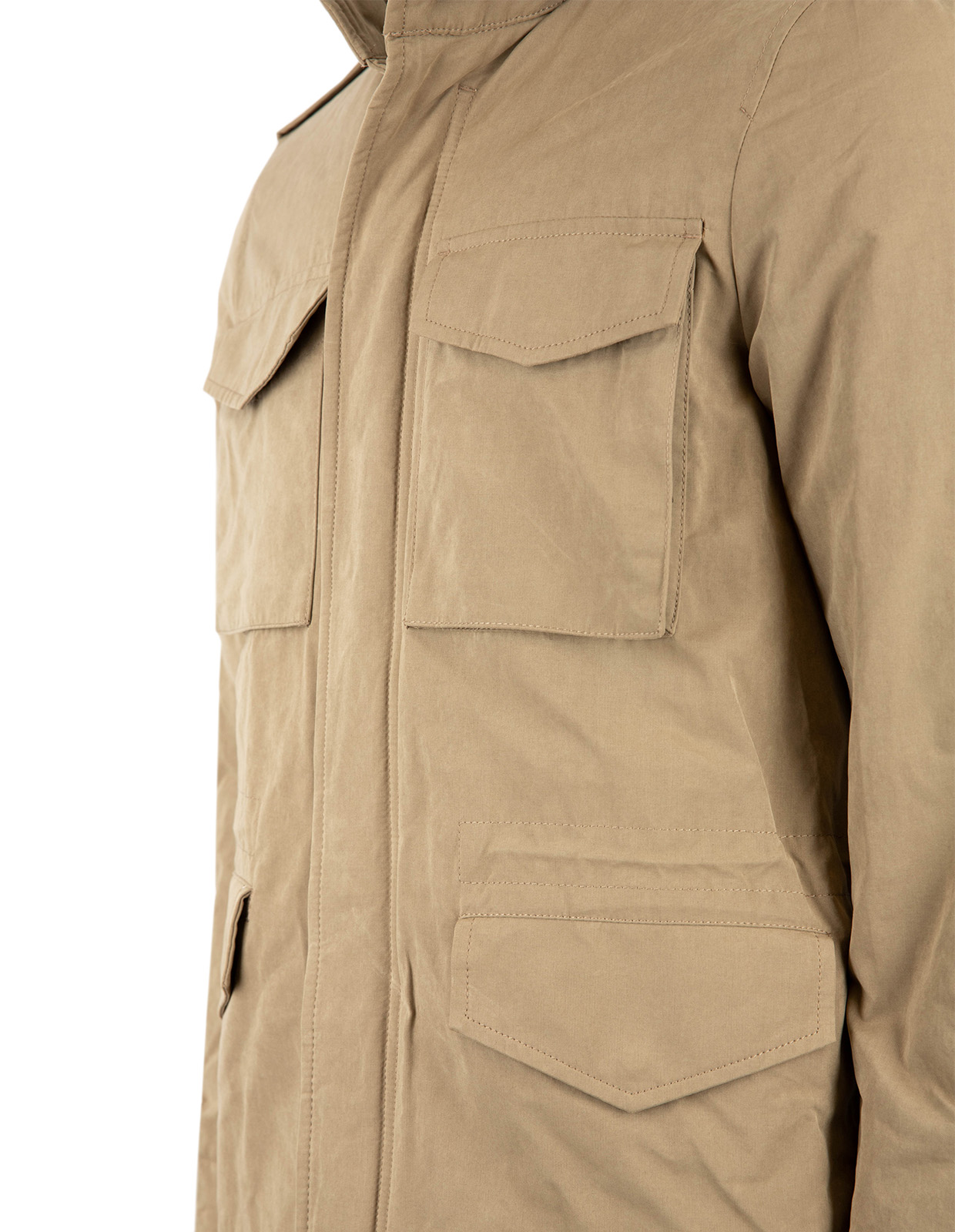 Field Jacket Torrvaxad Bomull Gråbeige