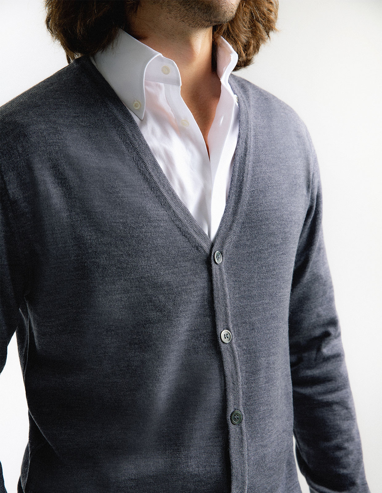 Cardigan Merinoull Grå