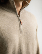 Tröja Zip Cashmere Beige Melerad