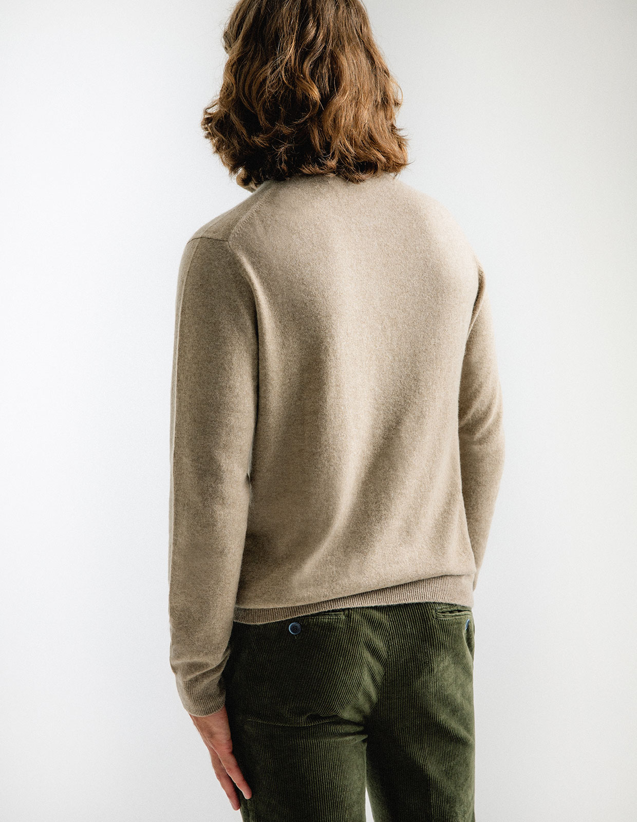 Tröja Zip Cashmere Beige Melerad